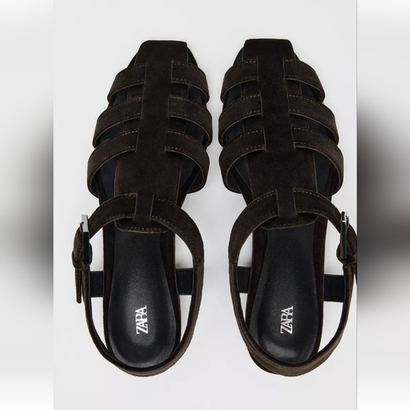 ZARA VELVET FISHERMAN SANDALS - Picture 5 of 5